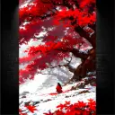 Mountain Red Leaf Tree, Nature, [N-0002] 